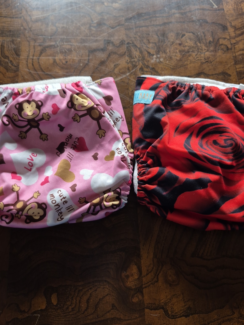 Kids Reusable Swim Diaper - Pink Monkey & Red Rose Print